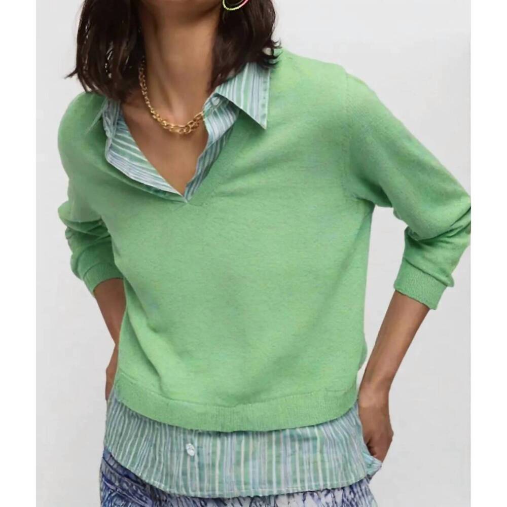 NEW J. SOCIETY long sleeve twofer sweater in spearmint
